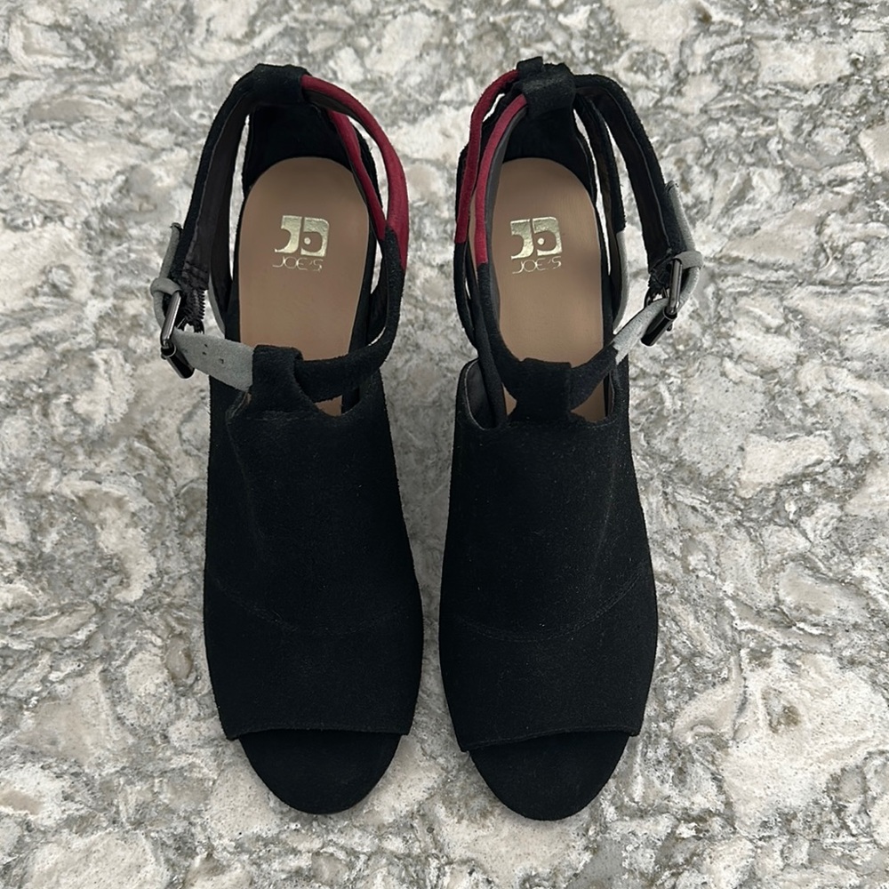 Joe's Jeans Black Block Heel Peep Toe Heels